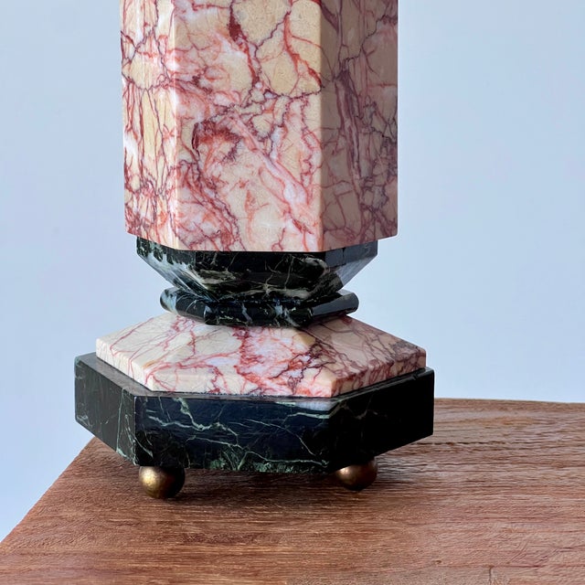 Mid-Century Modern Italian Marble Table Lamps with Bespoke Shades, 1950s, Set of 2 For Sale - Image 11 of 11