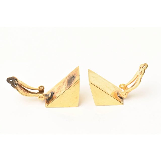 Metal Custom Vermeil Over Sterling Silver Sculptural Clip on Earrings Pair Of For Sale - Image 7 of 8