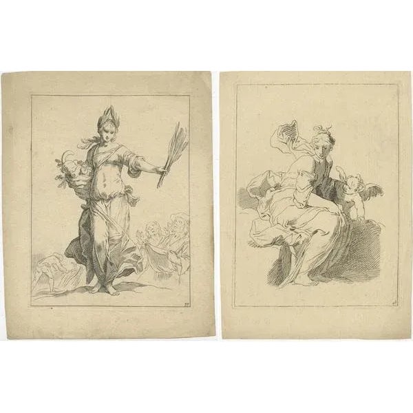 After Bloemaert, Mythology Scenes, 1680, Prints, Set of 2 For Sale - Image 4 of 5