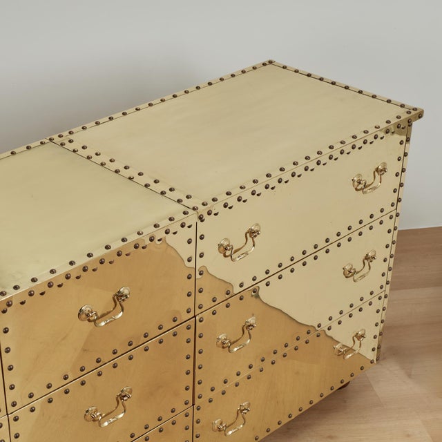 Vintage Sarreid Style Brass Triple Dresser For Sale - Image 12 of 17