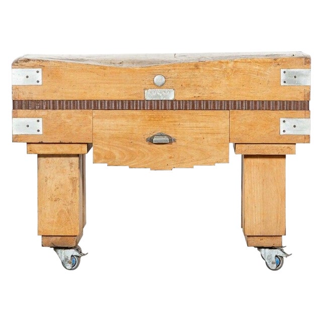 French Maple Butcher's Block Counter Table, 1930s For Sale