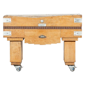 French Maple Butcher's Block Counter Table, 1930s
