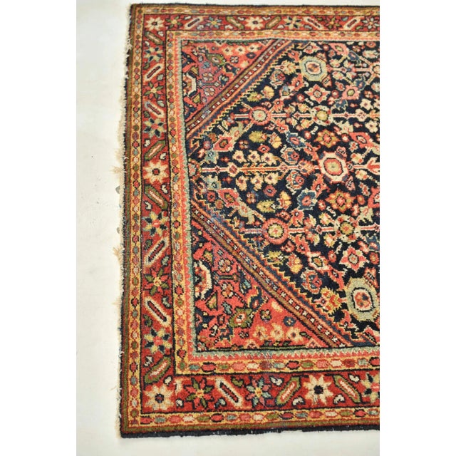 1940s Navy Lattice Design with Green Medallion Rug, 4.9 x 6.5 For Sale - Image 9 of 11