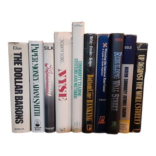 1970s-1990s Financial Wall Street Black and White Library of First Edition Books- Set of 10 For Sale