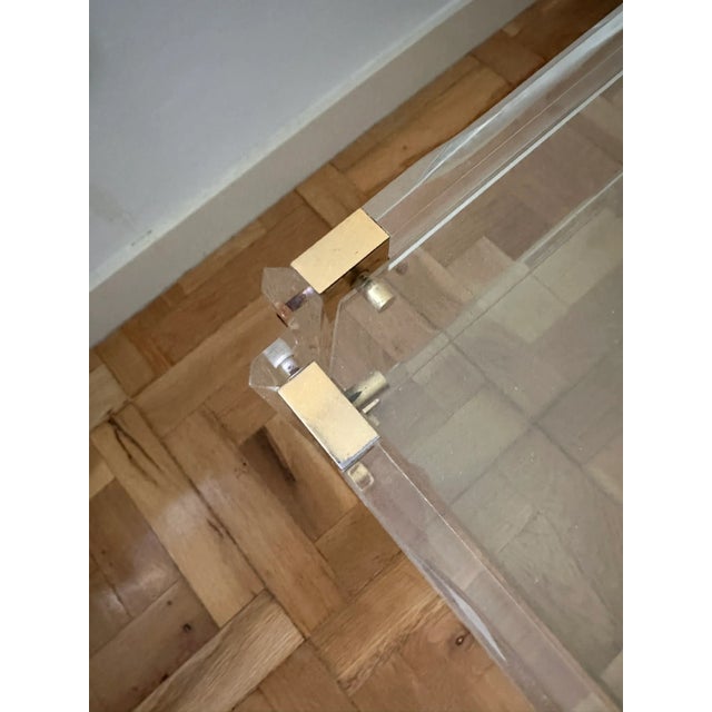 Acrylic Glass and Brass Side Tables, 1970s, Set of 2 For Sale - Image 13 of 18