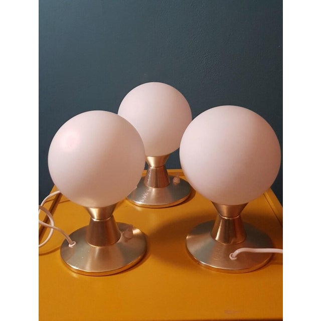 Vintage Opal Glass Table Lamp, 1960s-1970s, in Very Good conditions. Designed 1960 to 1969 European Plug (up to 250V).The...