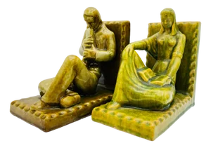 Bookends in Green Glazed Ceramic