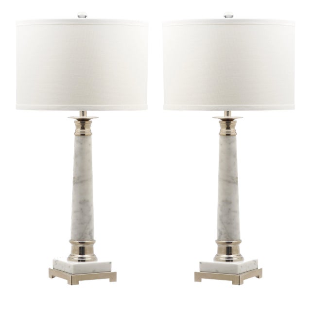 31 Inch H Table Lamp in White Marble - a Pair For Sale