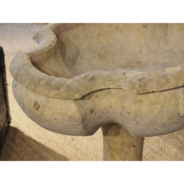 Gold A Carved Italian Giallo Reale Rosato Marble Stoup For Sale - Image 8 of 12