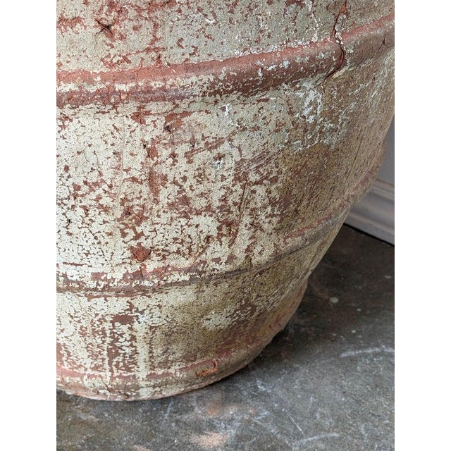Late 20th Century Monumental Ribbed Terracotta Planter With Heavily Distressed Patina For Sale - Image 5 of 11