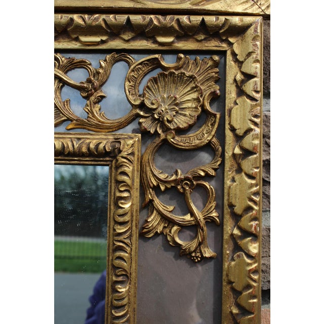 Wood Antique Italian Gilt Wood Mirror in the Style of Louis XIV For Sale - Image 7 of 12