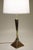 A minimal yet impressive Laurel Mid Century Modern polished Brass & Walnut veneer "Pyramid" table lamp designed and...