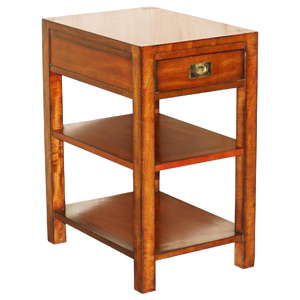 Military Campaign Side Table with Single Drawer