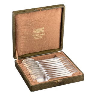 French Silver-Plated Tea Spoons in Bayonne Box from Christofle, 1900-1950, Set of 11 For Sale