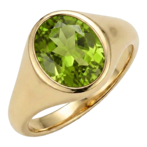Natural Peridot Signet Ring - Men's Signet Gemstone Ring - August Birthstone Ring Us 7