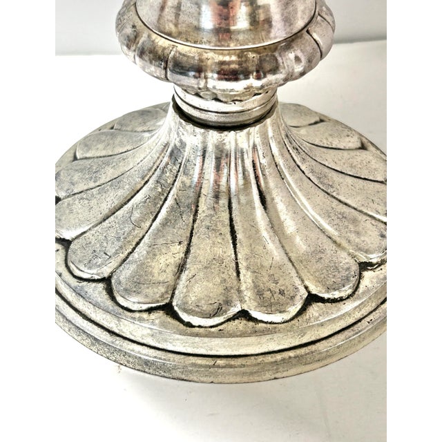 1960s 1960s Large Silver Plate Repoussé Compote Bowl – Pedestal Centerpiece Fruit or Punch Bowl For Sale - Image 5 of 10