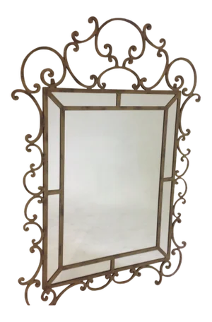 Large Designer Gold Iron Mirror