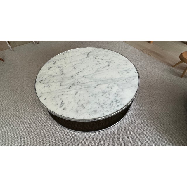 2000 - 2009 Huber Table in Carrara Marble and Chrome by Rodolfo Dordoni for Minotti, 2004 For Sale - Image 5 of 12