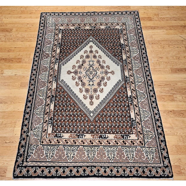 Vintage Moroccan Rug, Handwoven Wool, Geometric Pattern, Ivory & Brown, 6’ X 8’ For Sale - Image 11 of 18