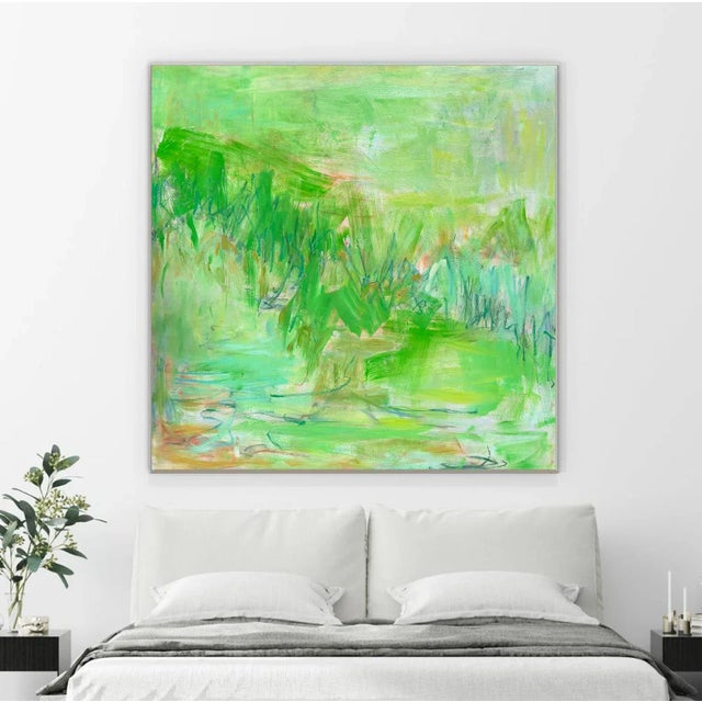 Large "Fresh Air" by Trixie Pitts Abstract Expressionist Landscape Oil Painting For Sale - Image 9 of 12