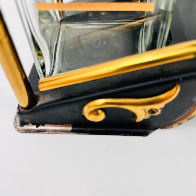 Mid 20th Century Mid-Century Modern Black and Gold Tantalus Decanter Set, Liquor Caddy, Portable Bar For Sale - Image 15 of 18