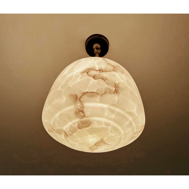 Art Deco Pendant Light in Marble Glass, 1930s For Sale - Image 9 of 18