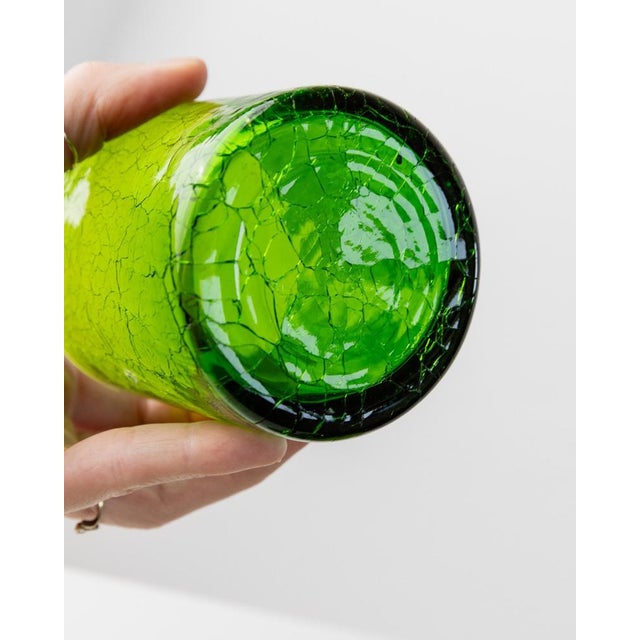 Vintage Green Crackle Murano Glass Decanter and Glasses, Italy, 1960s, Set of 4 For Sale - Image 9 of 11