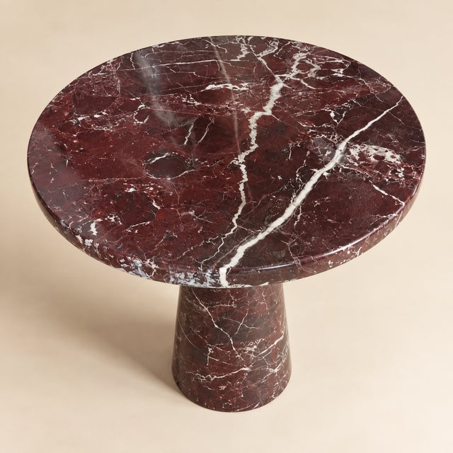 Rosso Levanto Marble Round Pedestal Table – Luxury Italian Red Marble For Sale - Image 4 of 8