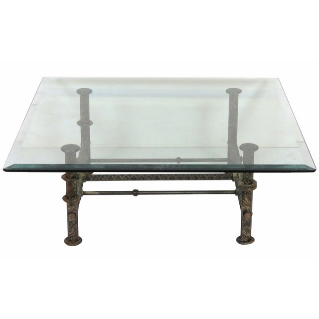 Industrial Design Iron & Glass Cocktail Table Chairish