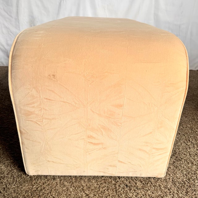 1980s Post Modern Peach Velvet Fabric Waterfall Bench For Sale - Image 5 of 12