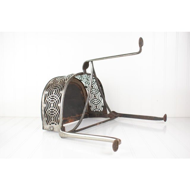 Early 2000s Artisan Industrial Steel Petite Side Table With Cutouts For Sale - Image 11 of 15