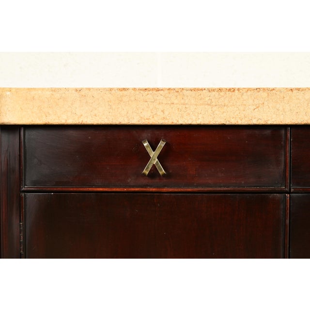 Brown Paul Frankl for Johnson Furniture Mid-Century Modern Hollywood Regency Mahogany Sideboard or Bar Cabinet | Circa 1950s For Sale - Image 8 of 15