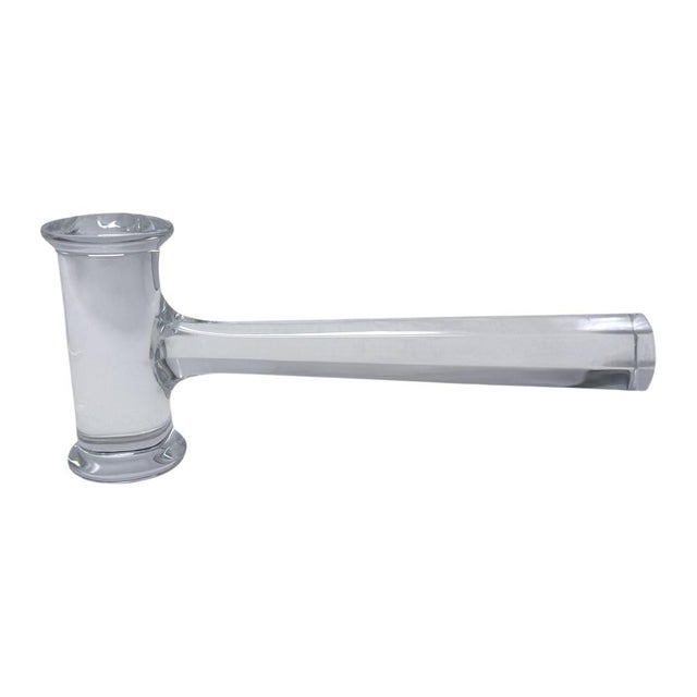 Art Deco Late 20th Century Baccarat Crystal Gavel Handcrafted Clear Glass Decorative Display Piece Made in France For Sale - Image 3 of 11