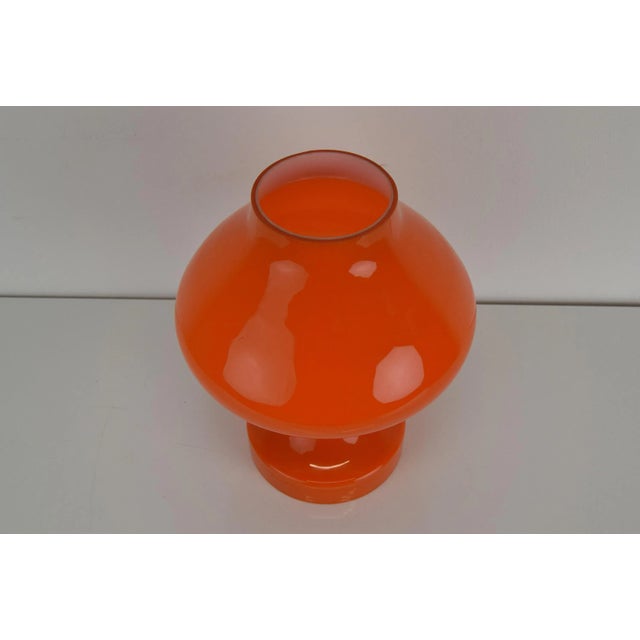 Orange Glass Table Lamp attributed to Valasske Mezirici, 1970s For Sale - Image 4 of 11