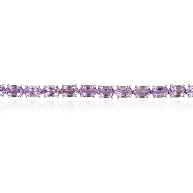 Not Yet Made - Made To Order Hallmarked 925 Sterling Silver East West 13.65 Ct Oval Amethyst Tennis Bracelet For Sale - Image 5 of 13