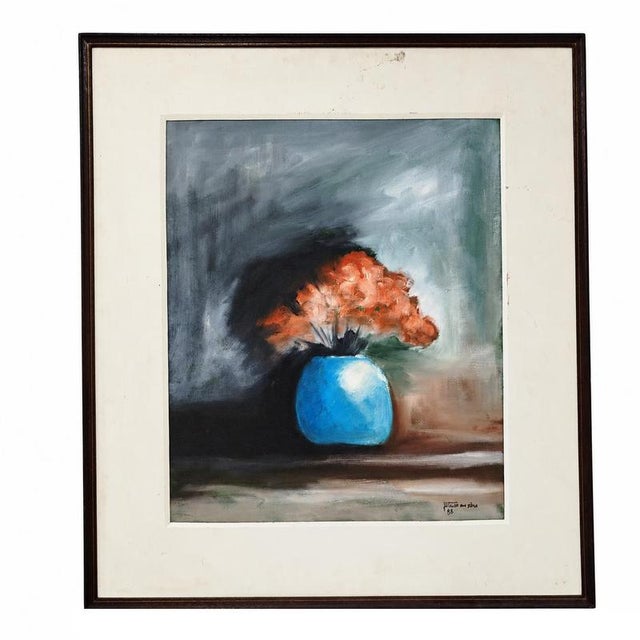 Vase with flowers — m. L. Telles da silva, 1988. Author: m. L. Telles da silva (unidentified artist). Attributed title:...