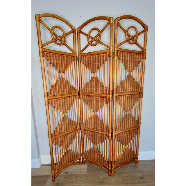 Vintage Boho Rattan Bamboo 3Panel Folding Room Divider Chairish
