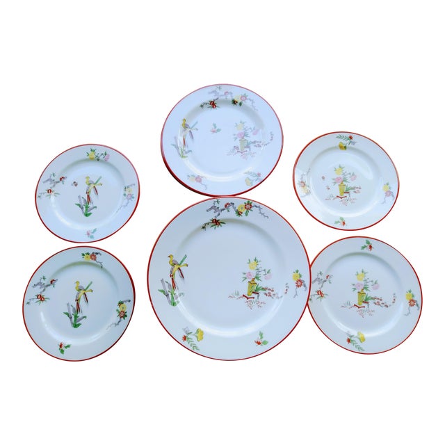 17 Piece j.p. Limoges France Pouyat Peacock Floral Dinnerware Plates