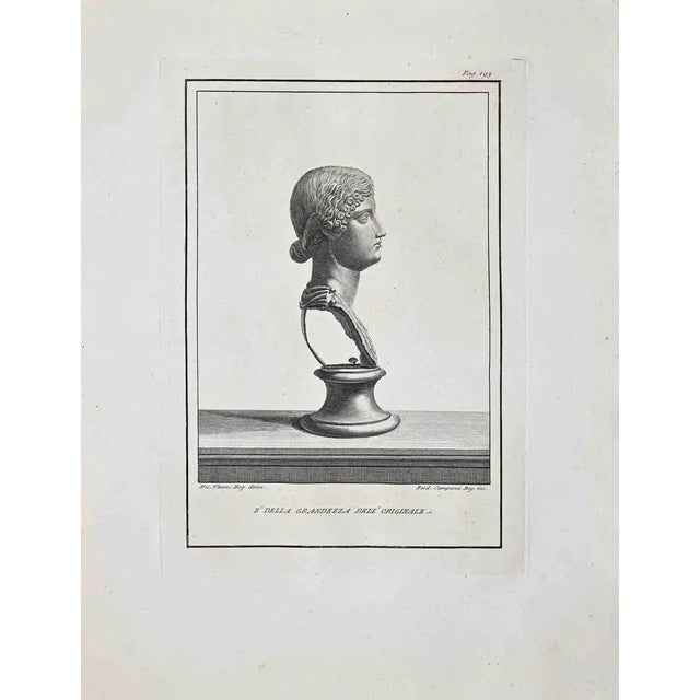 Ancient roman bust , original etching from the end of the 18th century, made by various old masters. Good condition. In...