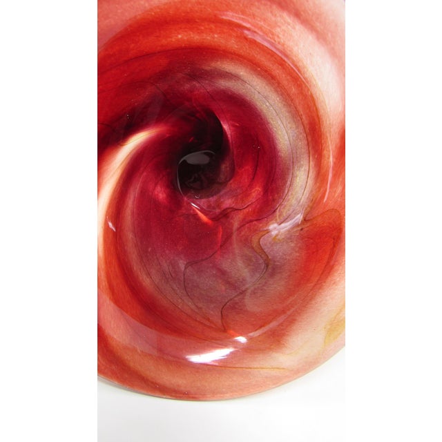 Rust Red & Clear Pedestal Decorative Bowl For Sale - Image 4 of 8