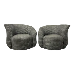 Post Modern Kagan Style Wave Swivel Chairs - a Pair