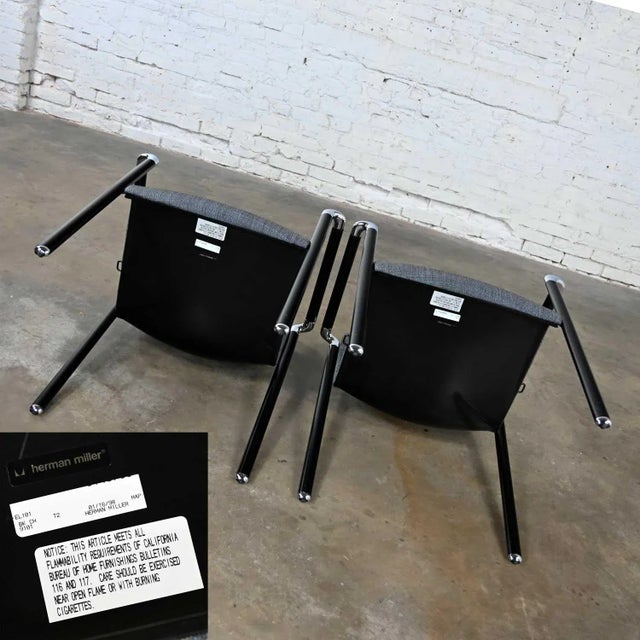 Black Vintage Modern Armchairs Herman Miller Chrome & Black Original Fabric, a Pair For Sale - Image 8 of 13