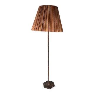 Faux Bamboo Floor Lamp With Lotus Leaf Base For Sale