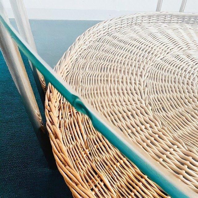 Vintage Coffee Table in Rattan and Chrome with Glass, 1970s For Sale - Image 6 of 12