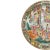 A Canton Famille Rose 12.75-inch charger, the polychrome enameled surface depicting an active palace scene with a...