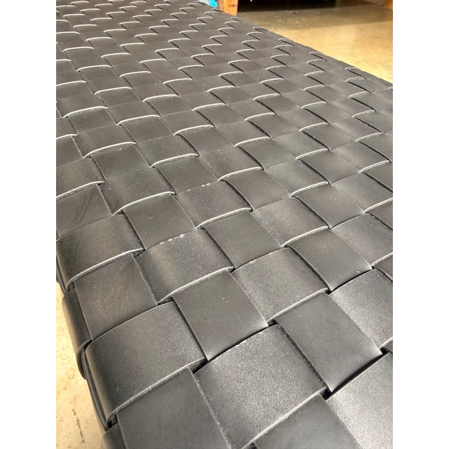 Metal Nuevo Black Leather Bench For Sale - Image 7 of 9