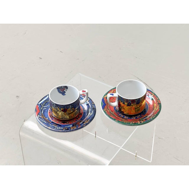 A decorative cup and saucer set from the iconic swiss brand bopla!, produced by the renowned langenthal porcelain factory...