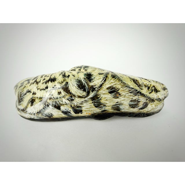 1990s Hand-Painted Tiger Art Stone Sculpture Signed "Lisa" | One-of-a-Kind Wildlife Decorative Object For Sale - Image 5 of 7
