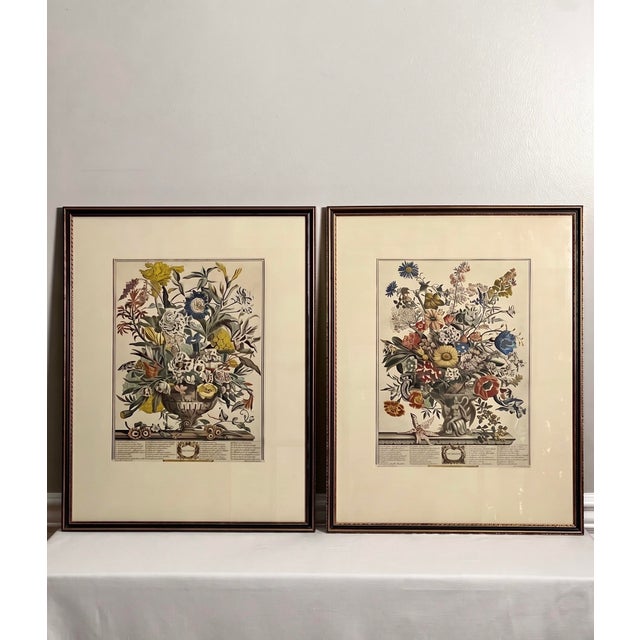 English Late 20th Century Framed Prints, 12 Months of Flowers by Robert Furber Orig. 1730 - Set of Four For Sale - Image 3 of 18