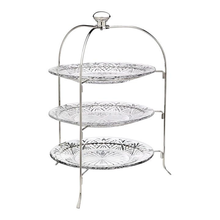 Lead Crystal Serving Plates With Stand, Three Tier Chairish